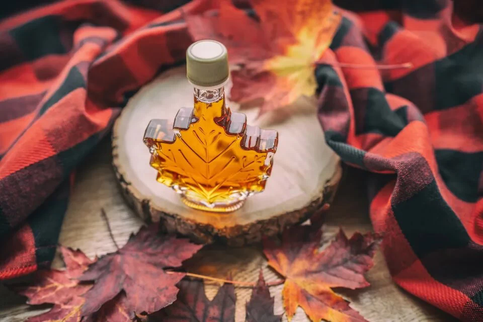 leaf-shaped maple syrup bottle