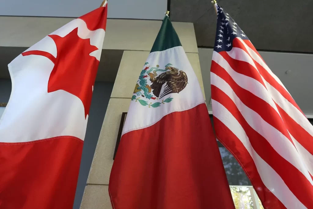 canada, mexico and U.S. flags